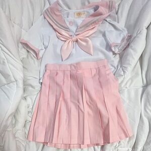 Cosplay Light Pink and White School Girl Sailor Uniform
